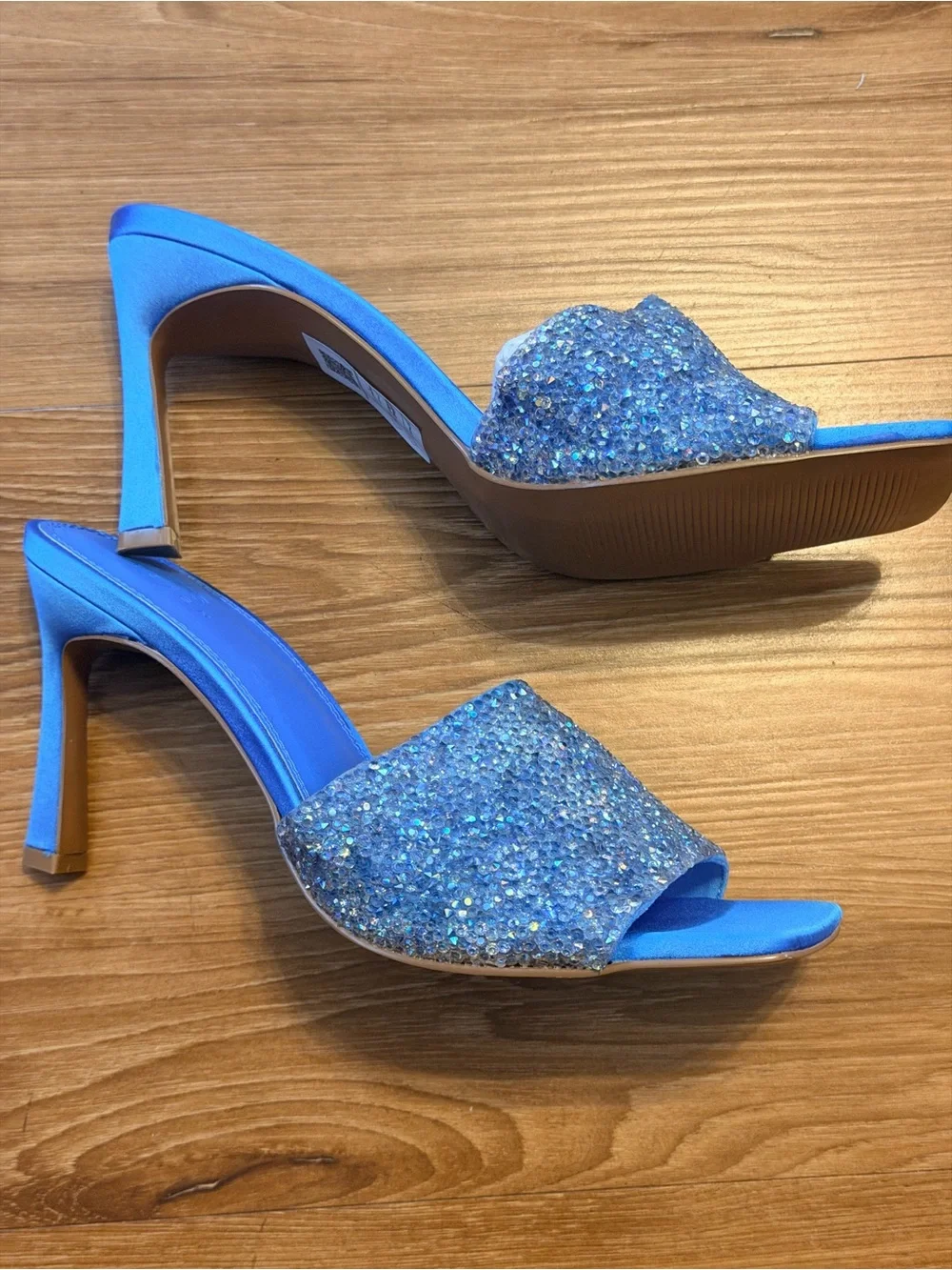 ASOS Blue Glitter Slide Heels